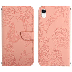 Skin Feel Butterfly Peony Embossed Leather Phone Case, For iPhone 13 Pro Max, For iPhone XS / X, For iPhone XR, For iPhone XS Max