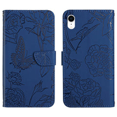 Skin Feel Butterfly Peony Embossed Leather Phone Case, For iPhone 13 Pro Max, For iPhone XS / X, For iPhone XR, For iPhone XS Max