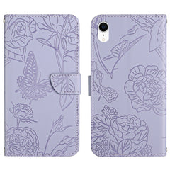 Skin Feel Butterfly Peony Embossed Leather Phone Case, For iPhone 13 Pro Max, For iPhone XS / X, For iPhone XR, For iPhone XS Max