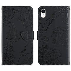 Skin Feel Butterfly Peony Embossed Leather Phone Case, For iPhone 13 Pro Max, For iPhone XS / X, For iPhone XR, For iPhone XS Max