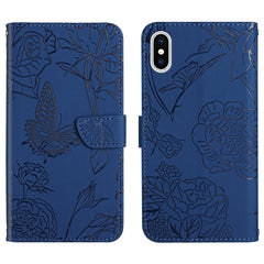 Skin Feel Butterfly Peony Embossed Leather Phone Case, For iPhone 13 Pro Max, For iPhone XS / X, For iPhone XR, For iPhone XS Max