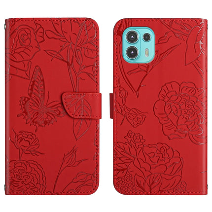 Skin Feel Butterfly Peony Embossed Leather Phone Case, For Motorola Edge 20 Lite, For Motorola Edge 20 Pro, For Motorola Edge 30 Pro, For Motorola Edge S