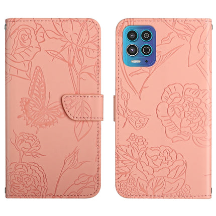 Skin Feel Butterfly Peony Embossed Leather Phone Case, For Motorola Edge 20 Lite, For Motorola Edge 20 Pro, For Motorola Edge 30 Pro, For Motorola Edge S