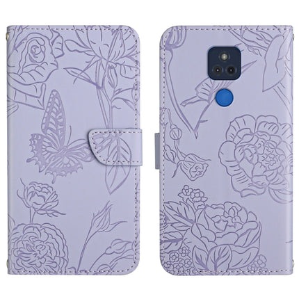 Skin Feel Butterfly Peony Embossed Leather Phone Case, For Motorola Edge X30, For Motorola Moto G 5G, For Motorola Moto G 5G Plus, For Motorola Moto G Play 2021