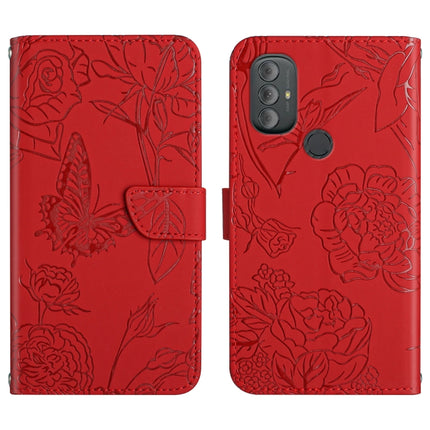 Skin Feel Butterfly Peony Embossed Leather Phone Case, For Motorola Moto G Power 2021, For Motorola Moto G Power 2022, For Motorola Moto G Pure 2021, For Motorola Moto G Stylus 5G