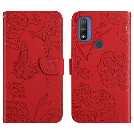 Skin Feel Butterfly Peony Embossed Leather Phone Case, For Motorola Moto G Power 2021, For Motorola Moto G Power 2022, For Motorola Moto G Pure 2021, For Motorola Moto G Stylus 5G
