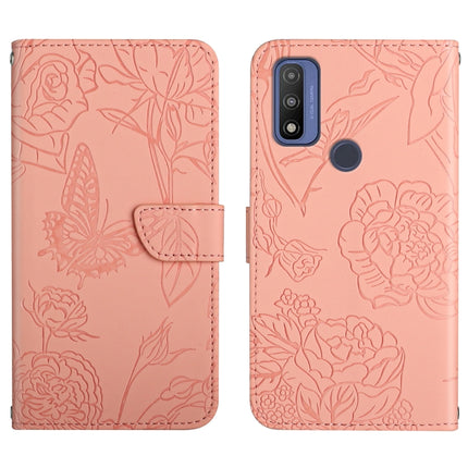Skin Feel Butterfly Peony Embossed Leather Phone Case, For Motorola Moto G Power 2021, For Motorola Moto G Power 2022, For Motorola Moto G Pure 2021, For Motorola Moto G Stylus 5G