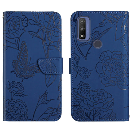 Skin Feel Butterfly Peony Embossed Leather Phone Case, For Motorola Moto G Power 2021, For Motorola Moto G Power 2022, For Motorola Moto G Pure 2021, For Motorola Moto G Stylus 5G