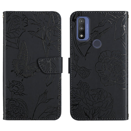 Skin Feel Butterfly Peony Embossed Leather Phone Case, For Motorola Moto G Power 2021, For Motorola Moto G Power 2022, For Motorola Moto G Pure 2021, For Motorola Moto G Stylus 5G