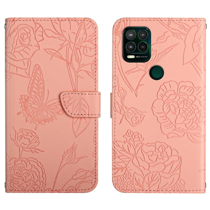 Skin Feel Butterfly Peony Embossed Leather Phone Case, For Motorola Moto G Power 2021, For Motorola Moto G Power 2022, For Motorola Moto G Pure 2021, For Motorola Moto G Stylus 5G
