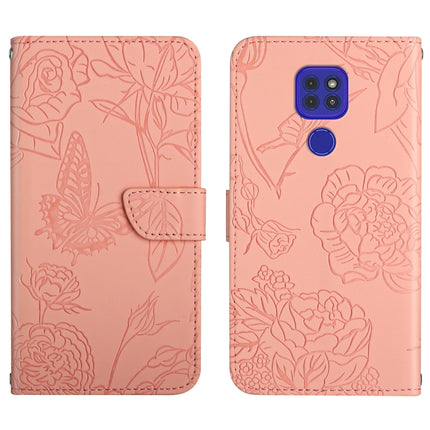 Skin Feel Butterfly Peony Embossed Leather Phone Case, For Motorola Moto G9, For Motorola Moto G9 Plus, For Motorola Moto G9 Power, For Motorola Moto G22