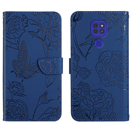 Skin Feel Butterfly Peony Embossed Leather Phone Case, For Motorola Moto G9, For Motorola Moto G9 Plus, For Motorola Moto G9 Power, For Motorola Moto G22