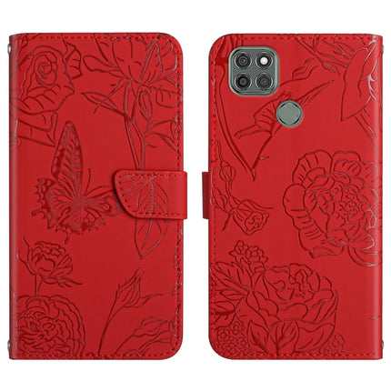 Skin Feel Butterfly Peony Embossed Leather Phone Case, For Motorola Moto G9, For Motorola Moto G9 Plus, For Motorola Moto G9 Power, For Motorola Moto G22