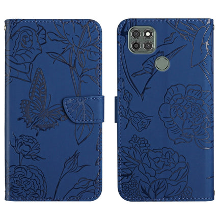 Skin Feel Butterfly Peony Embossed Leather Phone Case, For Motorola Moto G9, For Motorola Moto G9 Plus, For Motorola Moto G9 Power, For Motorola Moto G22