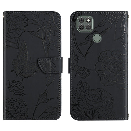 Skin Feel Butterfly Peony Embossed Leather Phone Case, For Motorola Moto G9, For Motorola Moto G9 Plus, For Motorola Moto G9 Power, For Motorola Moto G22