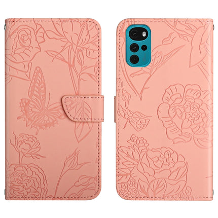 Skin Feel Butterfly Peony Embossed Leather Phone Case, For Motorola Moto G9, For Motorola Moto G9 Plus, For Motorola Moto G9 Power, For Motorola Moto G22