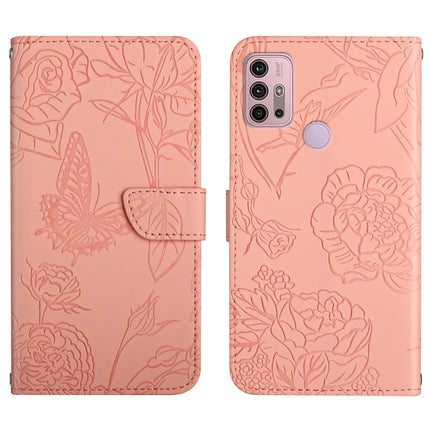 Skin Feel Butterfly Peony Embossed Leather Phone Case, For Motorola Moto G30, For Motorola Moto G31 / G41, For Motorola Moto G50, For Motorola Moto G51