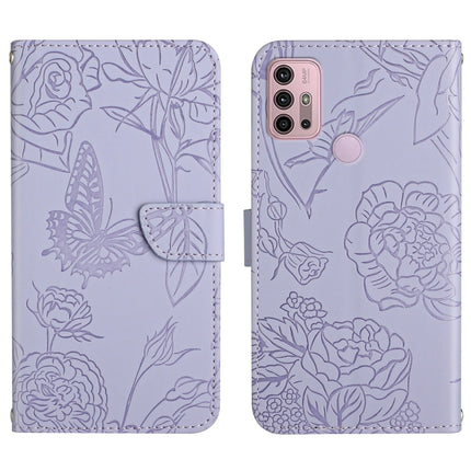 Skin Feel Butterfly Peony Embossed Leather Phone Case, For Motorola Moto G30, For Motorola Moto G31 / G41, For Motorola Moto G50, For Motorola Moto G51
