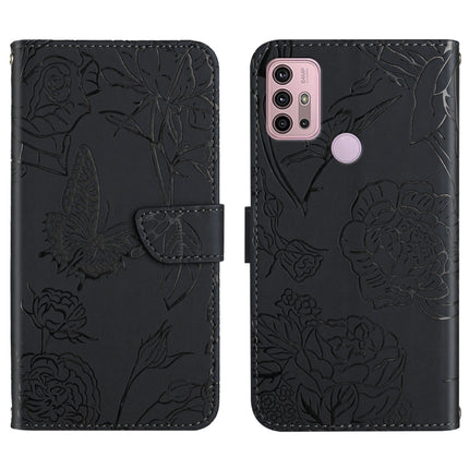 Skin Feel Butterfly Peony Embossed Leather Phone Case, For Motorola Moto G30, For Motorola Moto G31 / G41, For Motorola Moto G50, For Motorola Moto G51