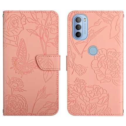 Skin Feel Butterfly Peony Embossed Leather Phone Case, For Motorola Moto G30, For Motorola Moto G31 / G41, For Motorola Moto G50, For Motorola Moto G51