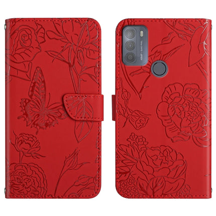 Skin Feel Butterfly Peony Embossed Leather Phone Case, For Motorola Moto G30, For Motorola Moto G31 / G41, For Motorola Moto G50, For Motorola Moto G51