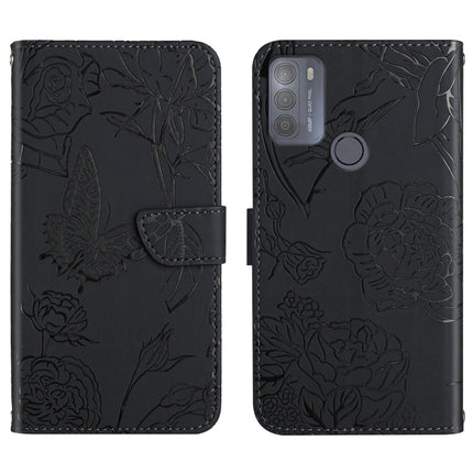 Skin Feel Butterfly Peony Embossed Leather Phone Case, For Motorola Moto G30, For Motorola Moto G31 / G41, For Motorola Moto G50, For Motorola Moto G51