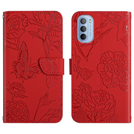 Skin Feel Butterfly Peony Embossed Leather Phone Case, For Motorola Moto G30, For Motorola Moto G31 / G41, For Motorola Moto G50, For Motorola Moto G51