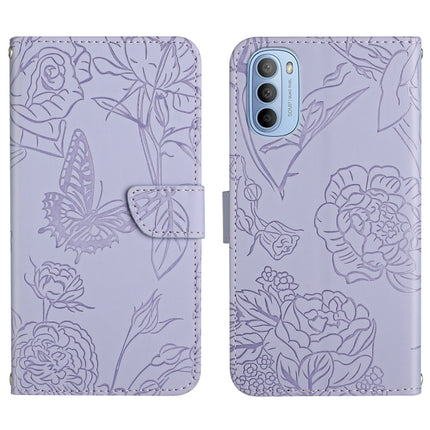 Skin Feel Butterfly Peony Embossed Leather Phone Case, For Motorola Moto G30, For Motorola Moto G31 / G41, For Motorola Moto G50, For Motorola Moto G51