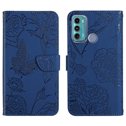 Skin Feel Butterfly Peony Embossed Leather Phone Case, For Motorola Moto G60, For Motorola Moto G60s, For Motorola Moto G71, For Motorola Moto G200 5G