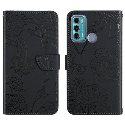 Skin Feel Butterfly Peony Embossed Leather Phone Case, For Motorola Moto G60, For Motorola Moto G60s, For Motorola Moto G71, For Motorola Moto G200 5G