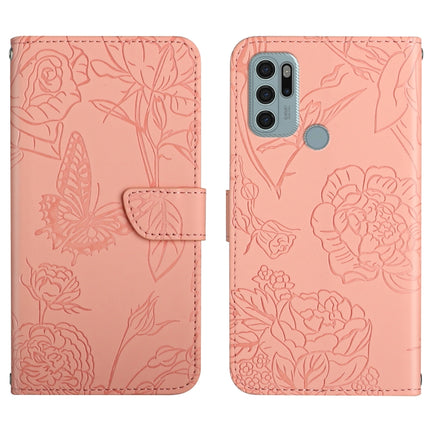 Skin Feel Butterfly Peony Embossed Leather Phone Case, For Motorola Moto G60, For Motorola Moto G60s, For Motorola Moto G71, For Motorola Moto G200 5G