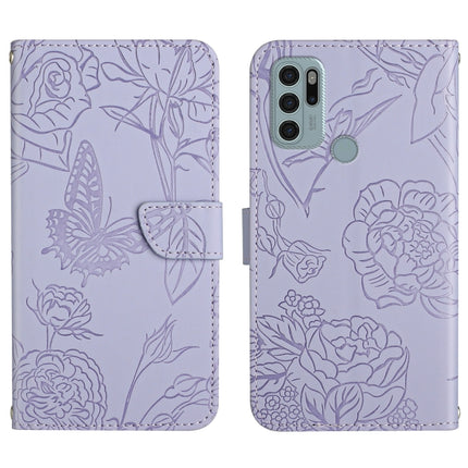 Skin Feel Butterfly Peony Embossed Leather Phone Case, For Motorola Moto G60, For Motorola Moto G60s, For Motorola Moto G71, For Motorola Moto G200 5G