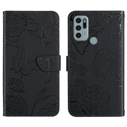 Skin Feel Butterfly Peony Embossed Leather Phone Case, For Motorola Moto G60, For Motorola Moto G60s, For Motorola Moto G71, For Motorola Moto G200 5G
