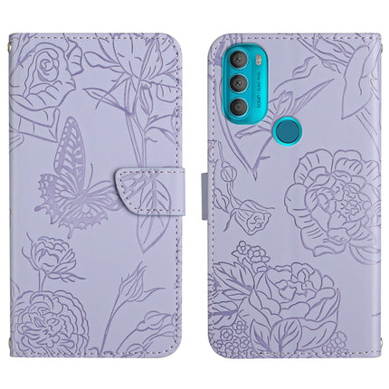 Skin Feel Butterfly Peony Embossed Leather Phone Case, For Motorola Moto G60, For Motorola Moto G60s, For Motorola Moto G71, For Motorola Moto G200 5G