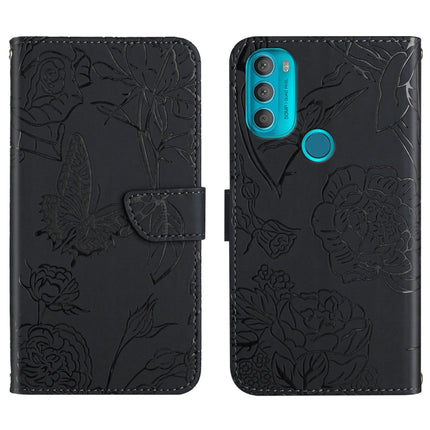 Skin Feel Butterfly Peony Embossed Leather Phone Case, For Motorola Moto G60, For Motorola Moto G60s, For Motorola Moto G71, For Motorola Moto G200 5G