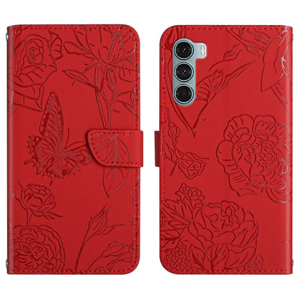 Skin Feel Butterfly Peony Embossed Leather Phone Case, For Motorola Moto G60, For Motorola Moto G60s, For Motorola Moto G71, For Motorola Moto G200 5G