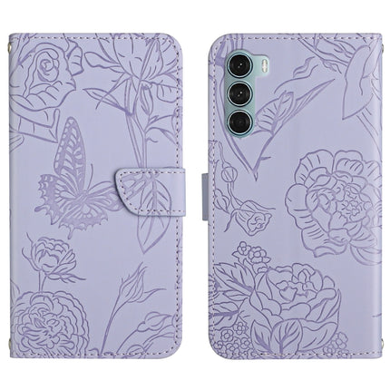 Skin Feel Butterfly Peony Embossed Leather Phone Case, For Motorola Moto G60, For Motorola Moto G60s, For Motorola Moto G71, For Motorola Moto G200 5G