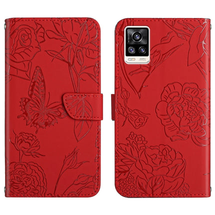 Skin Feel Butterfly Peony Embossed Leather Phone Case, For vivo S7 / V20 Pro, For vivo S9, For vivo S9e, For vivo S10 / S10 Pro