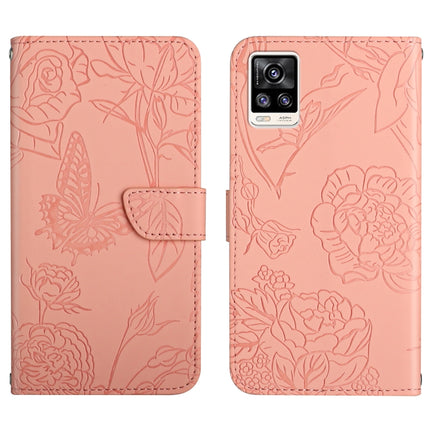 Skin Feel Butterfly Peony Embossed Leather Phone Case, For vivo S7 / V20 Pro, For vivo S9, For vivo S9e, For vivo S10 / S10 Pro