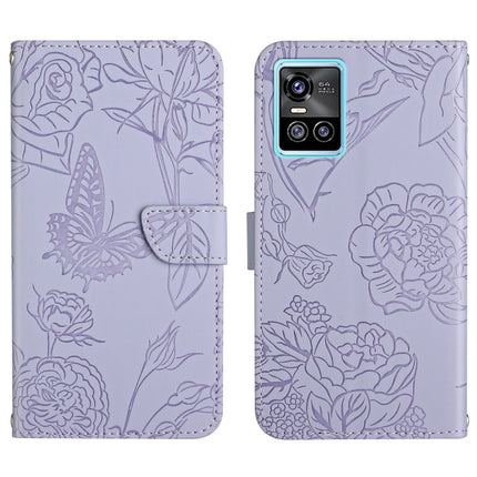 Skin Feel Butterfly Peony Embossed Leather Phone Case, For vivo S7 / V20 Pro, For vivo S9, For vivo S9e, For vivo S10 / S10 Pro