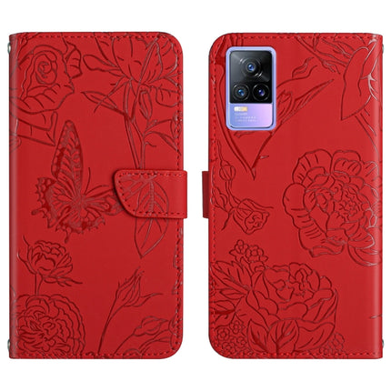 Skin Feel Butterfly Peony Embossed Leather Phone Case, For vivo V20 SE, For vivo V21 5G, For vivo V21e, For vivo Y20