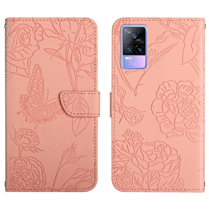 Skin Feel Butterfly Peony Embossed Leather Phone Case, For vivo V20 SE, For vivo V21 5G, For vivo V21e, For vivo Y20