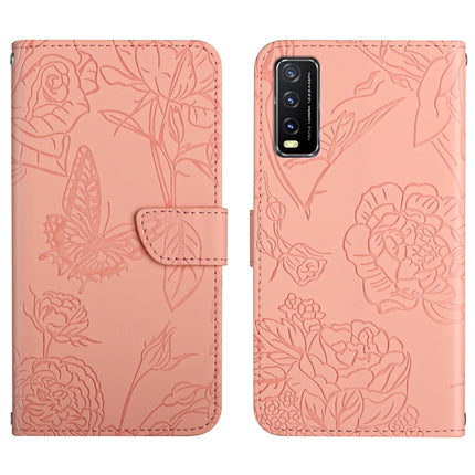Skin Feel Butterfly Peony Embossed Leather Phone Case, For vivo V20 SE, For vivo V21 5G, For vivo V21e, For vivo Y20