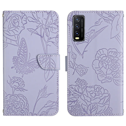 Skin Feel Butterfly Peony Embossed Leather Phone Case, For vivo V20 SE, For vivo V21 5G, For vivo V21e, For vivo Y20