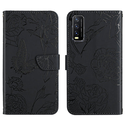 Skin Feel Butterfly Peony Embossed Leather Phone Case, For vivo V20 SE, For vivo V21 5G, For vivo V21e, For vivo Y20