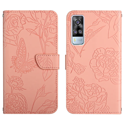Skin Feel Butterfly Peony Embossed Leather Phone Case, For vivo Y51 2020, For vivo Y70s, For vivo Y72 5G