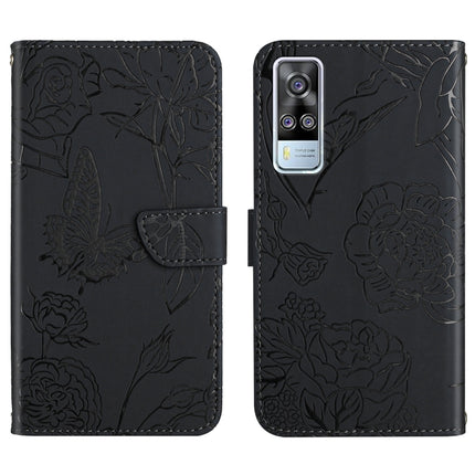 Skin Feel Butterfly Peony Embossed Leather Phone Case, For vivo Y51 2020, For vivo Y70s, For vivo Y72 5G