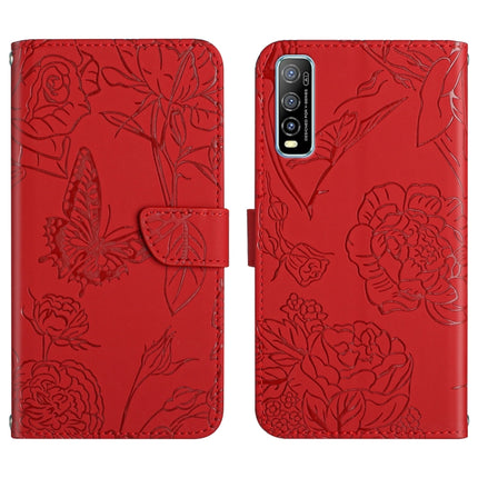Skin Feel Butterfly Peony Embossed Leather Phone Case, For vivo Y51 2020, For vivo Y70s, For vivo Y72 5G