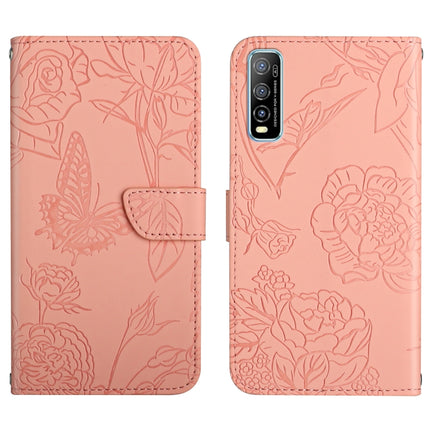 Skin Feel Butterfly Peony Embossed Leather Phone Case, For vivo Y51 2020, For vivo Y70s, For vivo Y72 5G