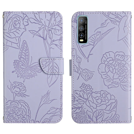 Skin Feel Butterfly Peony Embossed Leather Phone Case, For vivo Y51 2020, For vivo Y70s, For vivo Y72 5G